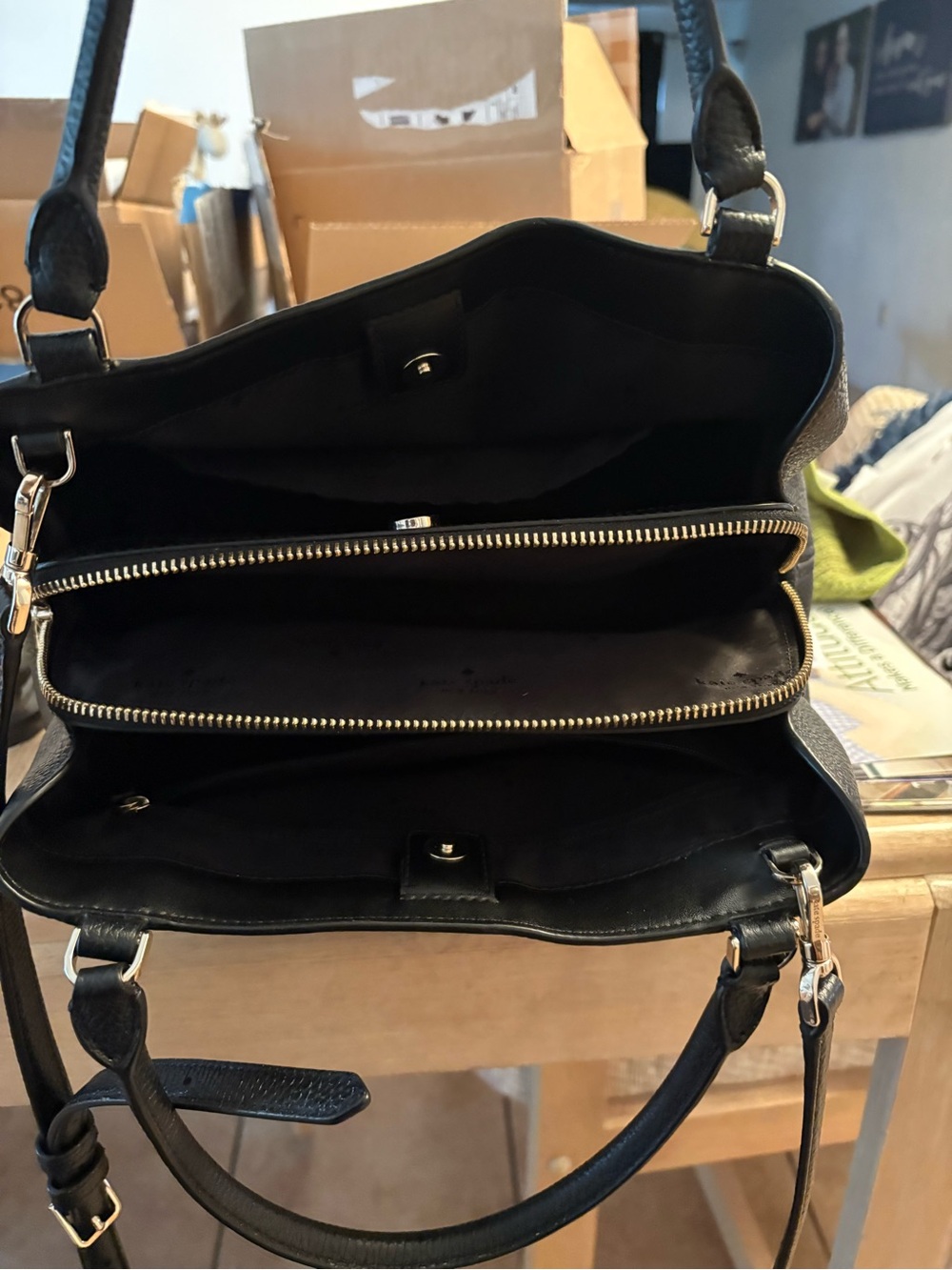 kate spade Black Pebbled Leather Satchel with Shoulder Strap - Picture 4 of 4